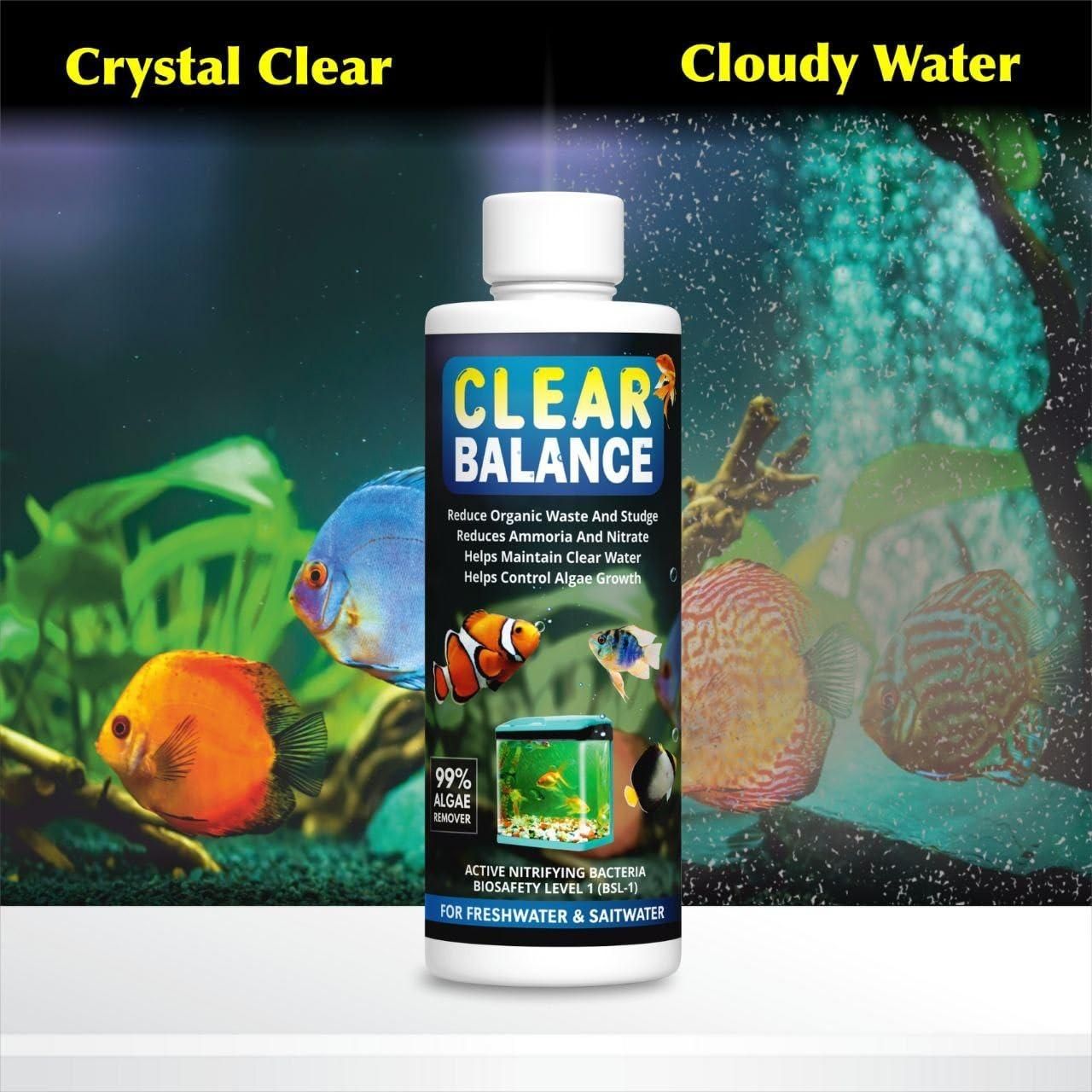 THE GIR FARMER aquarium water cleaner for freshwater and saltwater showing clear water compared to cloudy water