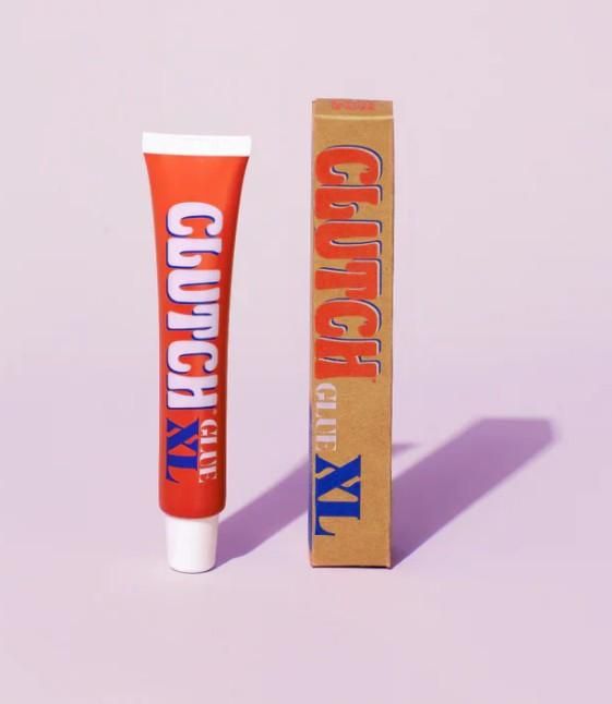 Clutch XL body glue tube and packaging by The Gir Farmer designed for sensitive skin body glue use