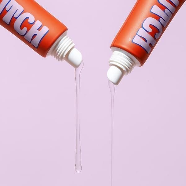The Gir Farmer sensitive skin body glue in orange tubes dispensing clear adhesive on purple background