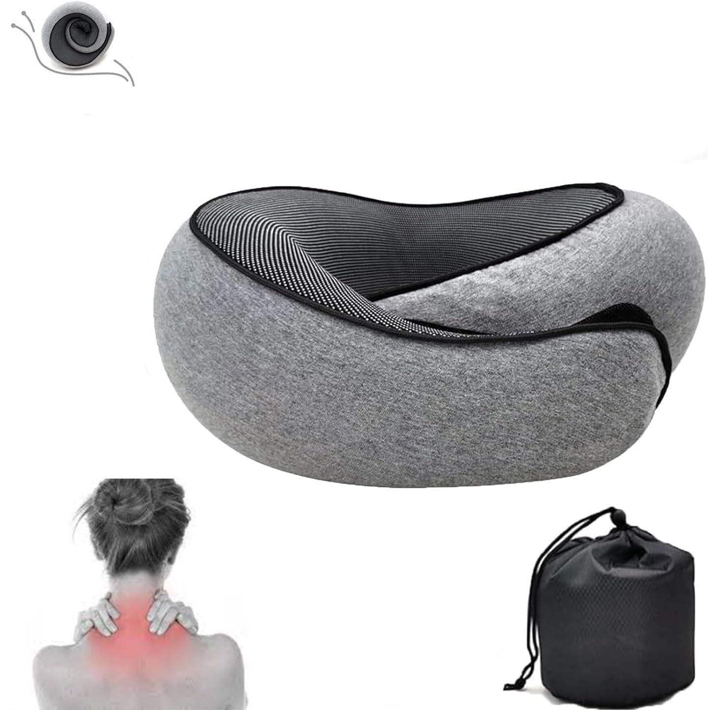 THE GIR FARMER gray memory foam travel neck pillow for adults with breathable lining and storage bag