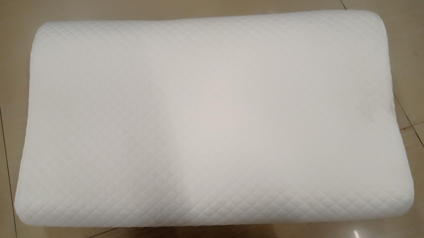White contour pillow for neck pain with ergonomic design for better support and comfort