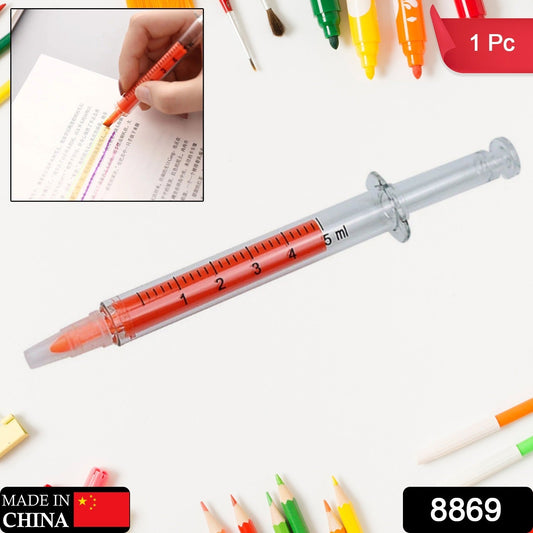 Creative fluorescent highlighter pen in orange being used on a document to emphasize text