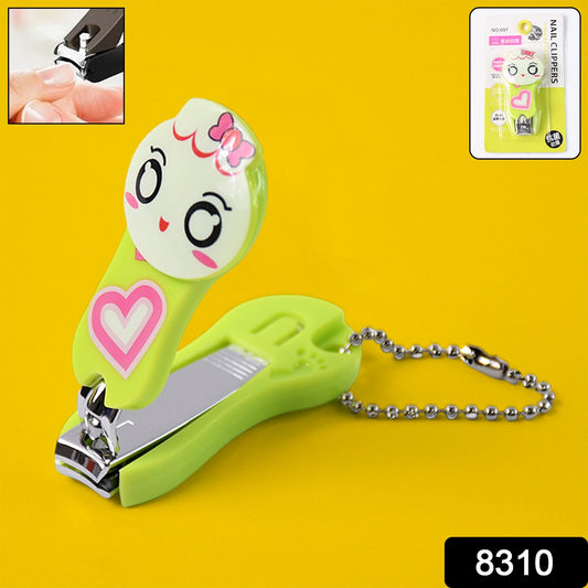 Cute cartoon nail clipper in green with a smiling face, ideal for children's grooming needs