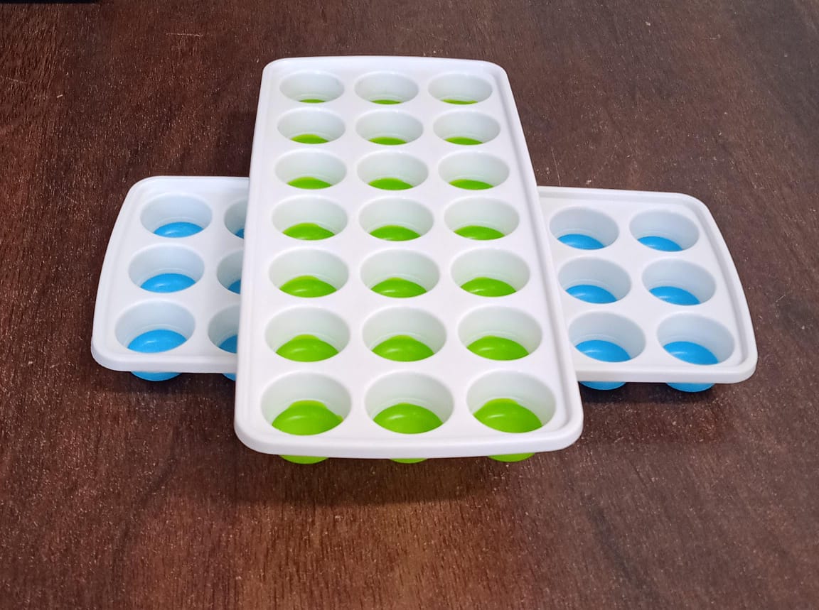 21 Cavity Up Ice Cube Trays-Easy Release, Flexible Silicone Bottom - Stackable, BPA Free, Food Grade - for Convenient Freezer Ice Making (2 Pc Set) Your Brand