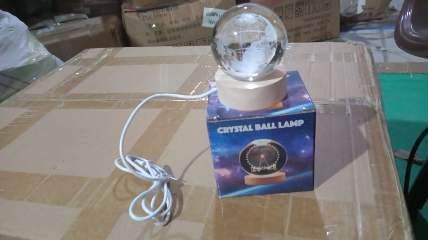 World 3D Crystal Ball lamps With Wood Base (1 Pc) Your Brand