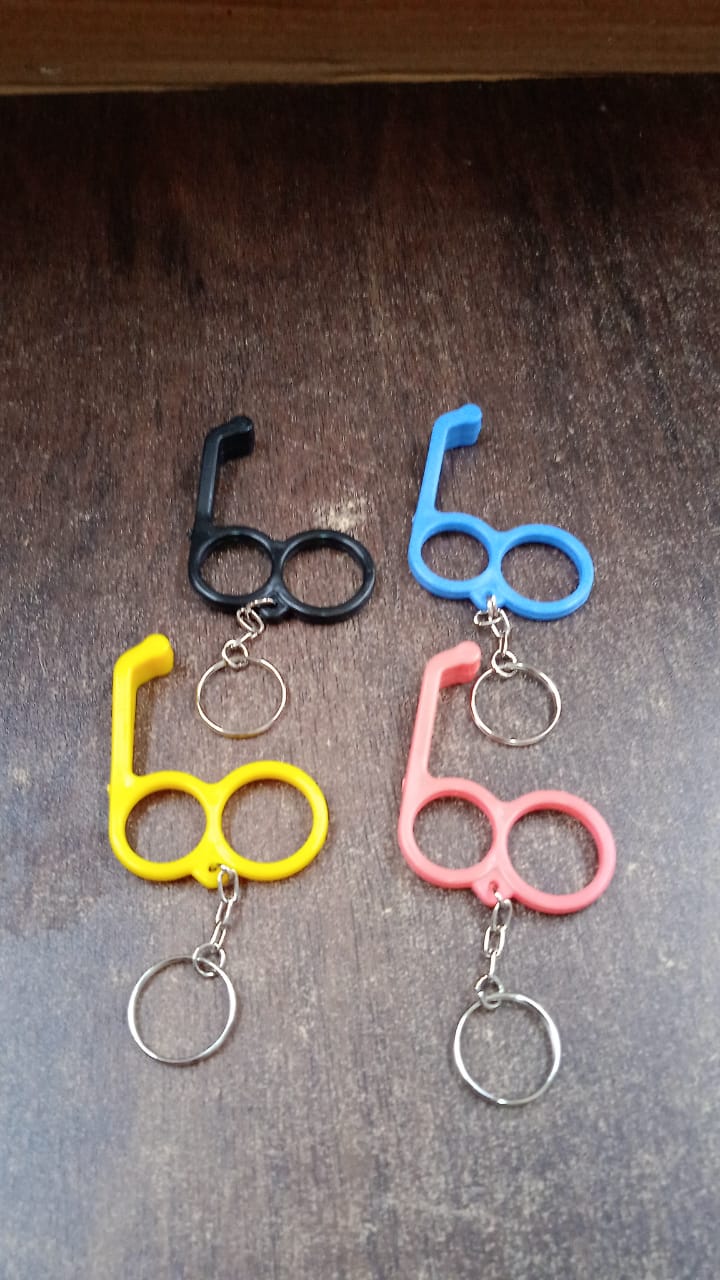 2-in-1 Plastic Dual-Finger Mobile Stand cum Keyring (1 Pc, Mixed Color) Your Brand