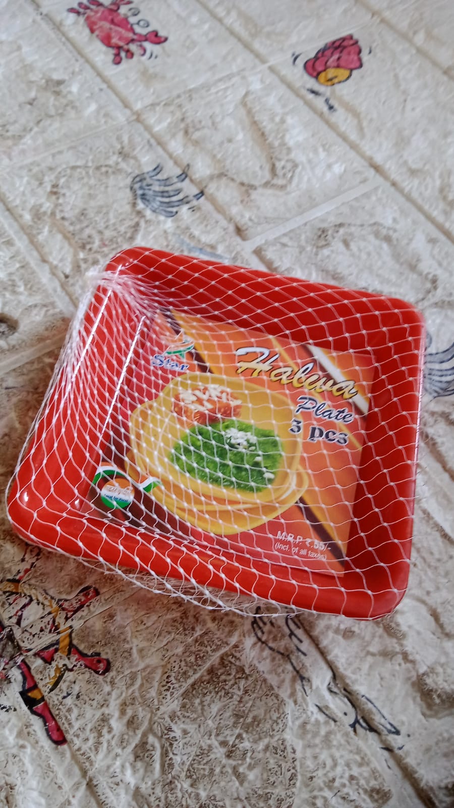 Square Plastic Halwa Dinner Plate Snacks / Breakfast, Restaurant Serving Trays Home School Coffee Hotel Kitchen Office (3 Pcs Set) Your Brand