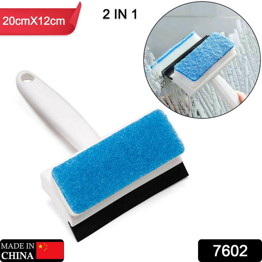 Double sided glass wiper with microfiber and rubber blades for effective cleaning in industrial use