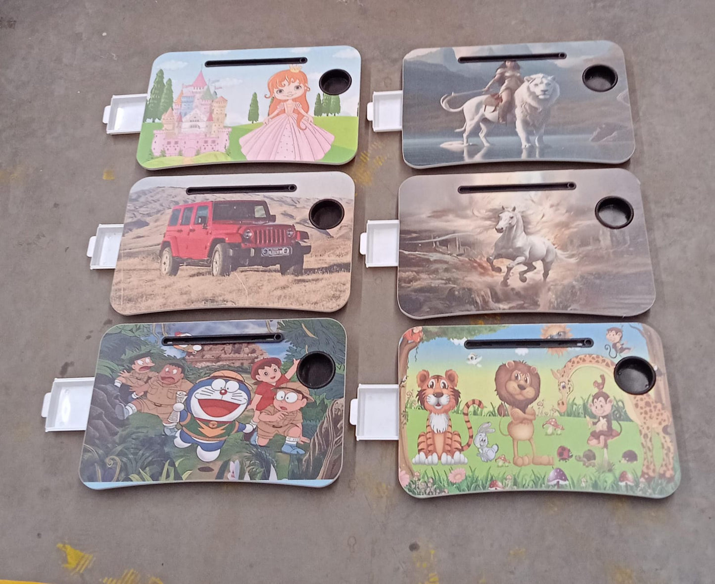 Multi-Purpose Laptop Desk for Study and Reading with Foldable, Cupholder & Drawer (1 Pc / Mix Catoon Design / 58×38 Cm) Your Brand