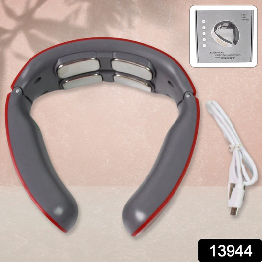 4 Heads Smart Electric Neck and Back Pulse Massager (1 Pc / Mix Design) Your Brand