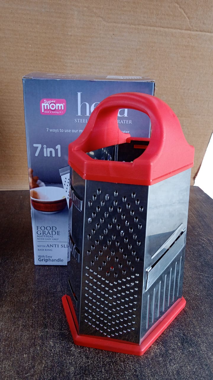 Supermom 7-in-1 Heavy Duty Stainless Steel Box Grater with Ergonomic Handle (1 Pc) Your Brand