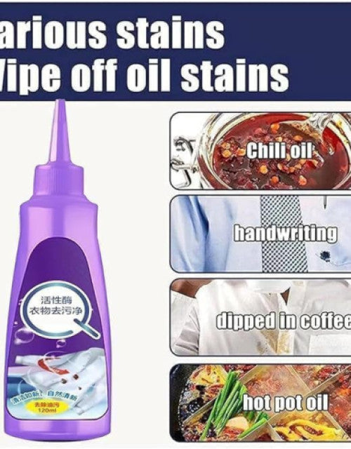 Effective clothes stain cleaner for removing various stains like oil, coffee, and handwriting
