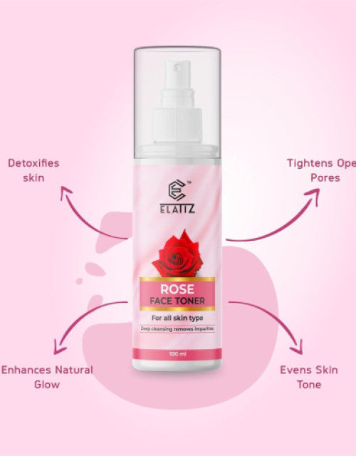 Dropdash Organic Rose Toner for Face in a 100ml bottle, promotes skin detox and enhances natural glow