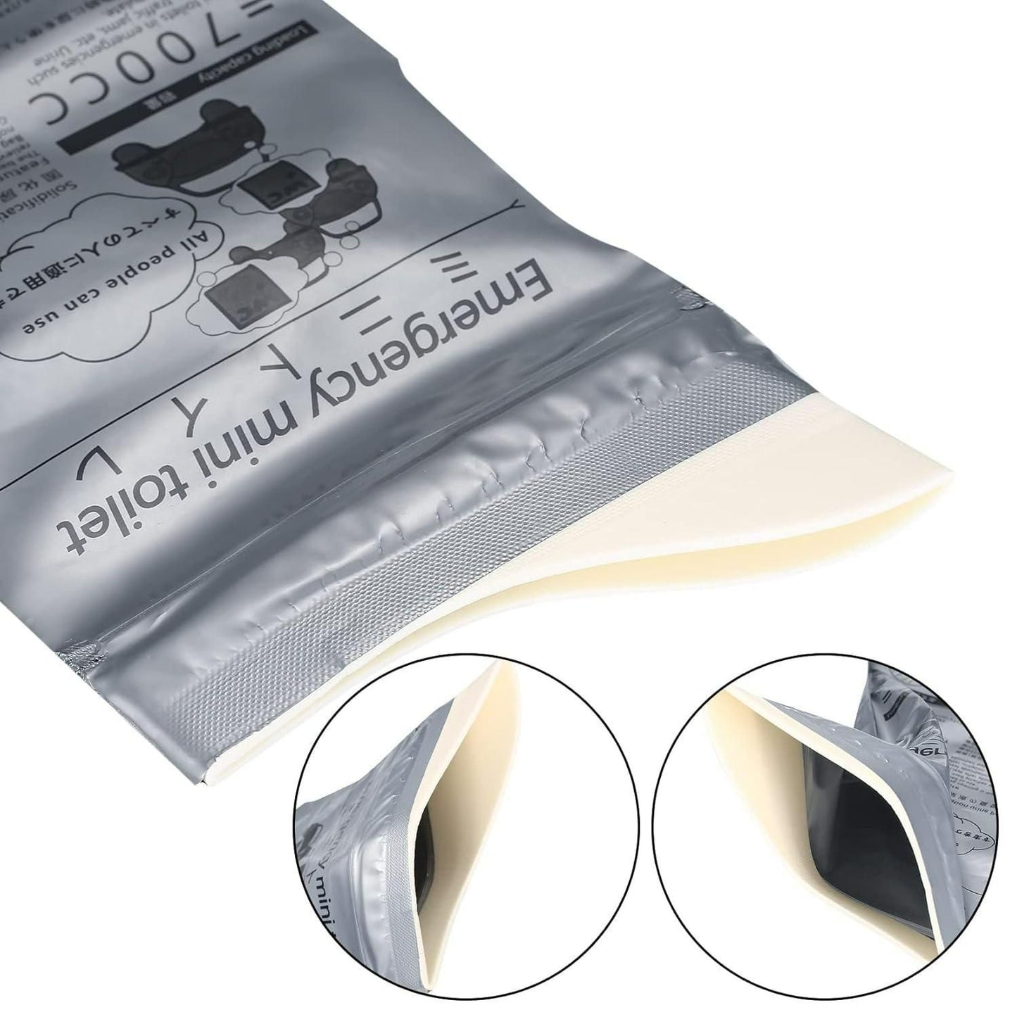 THE GIR FARMER outdoor camping disposable toilet solution showing the sealed pouch and opening details
