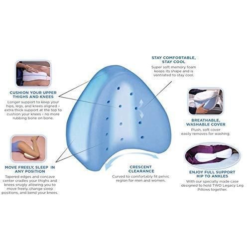 Ergonomic knee pillow for side sleepers offering soft memory foam for comfortable support.