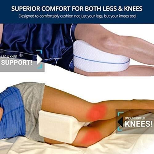 Ergonomic knee pillow for side sleepers providing support and comfort for legs and knees