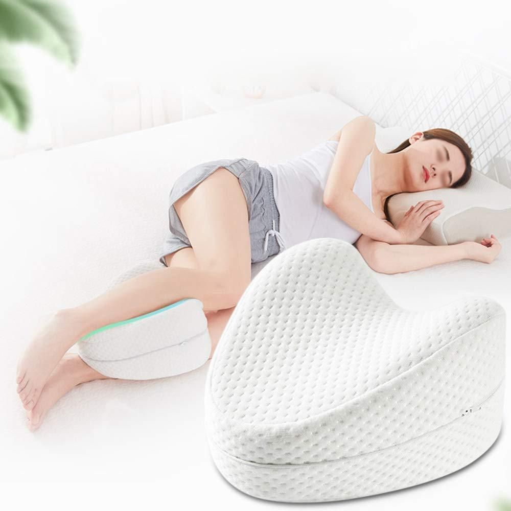 Ergonomic knee pillow for side sleepers with soft fabric, designed for optimal comfort and support