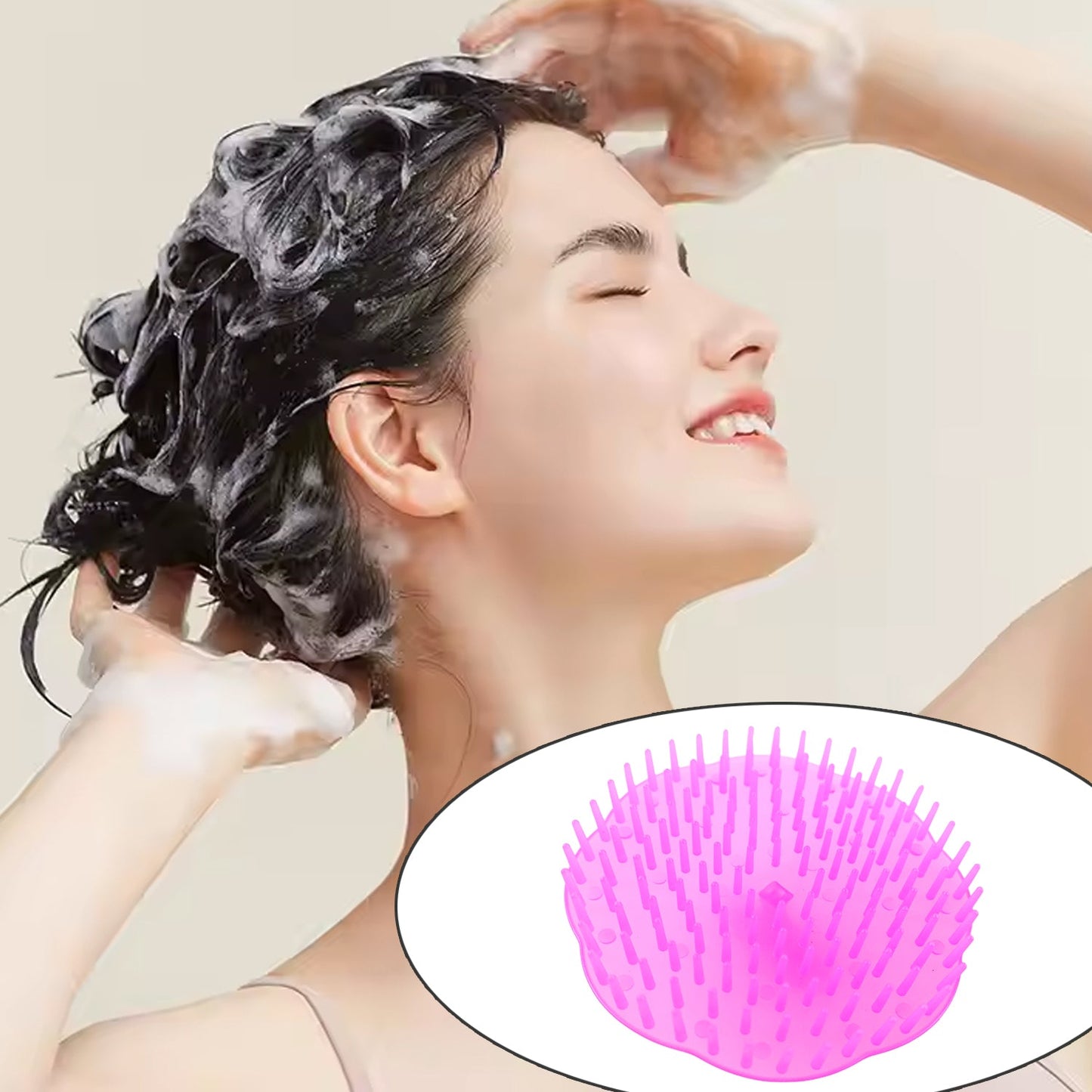 Your Brand ergonomic scalp massager brush in use on wet hair for a relaxing hair care experience