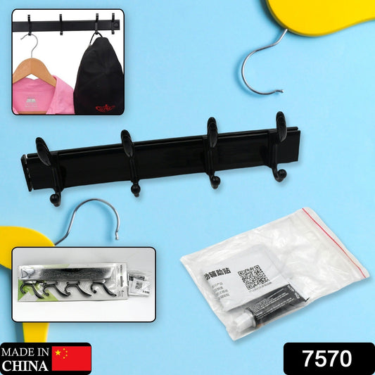 Your Brand extra long wall coat hanger in black with four durable hooks for organizing jackets