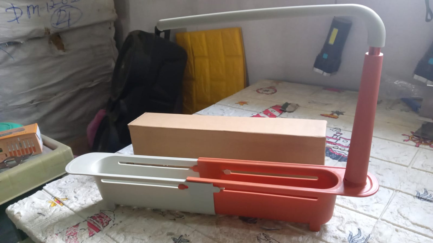 Telescopic Sink Storage Rack Material Kitchen Rag Rack Dishwashing Organizer Shelf Drain Basket Pp Under Sink Organizers ( Mic Color 1 Pc) Your Brand