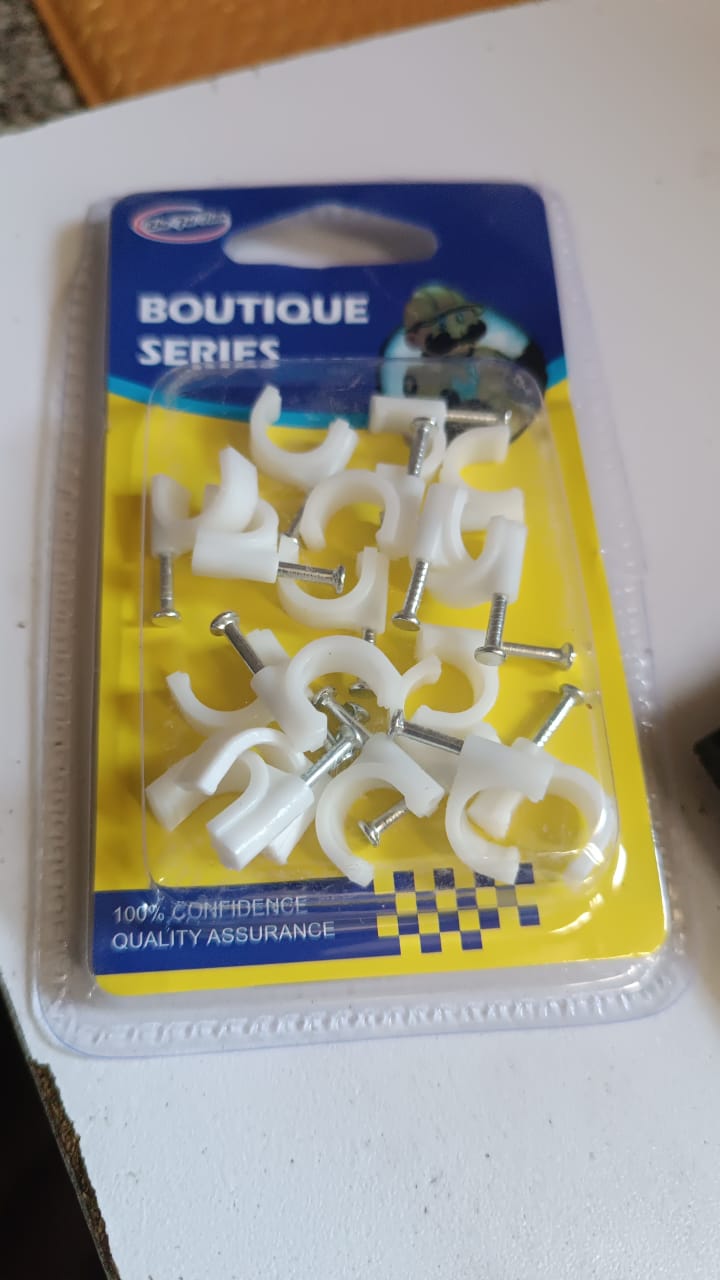 Wire Wall Clips, Plastic Cable Clips Round Wire Pins with Steel Nail (20 Pcs Set) Your Brand