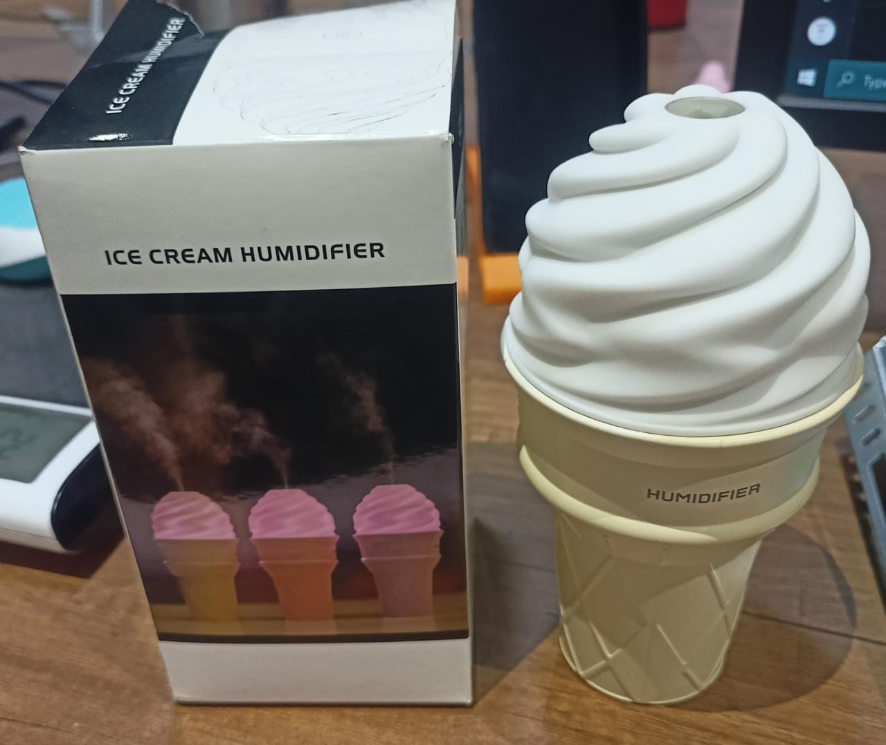 Ice Cream Cone Shape Air Freshener Humidifier (1Pc / Cream Color) Your Brand