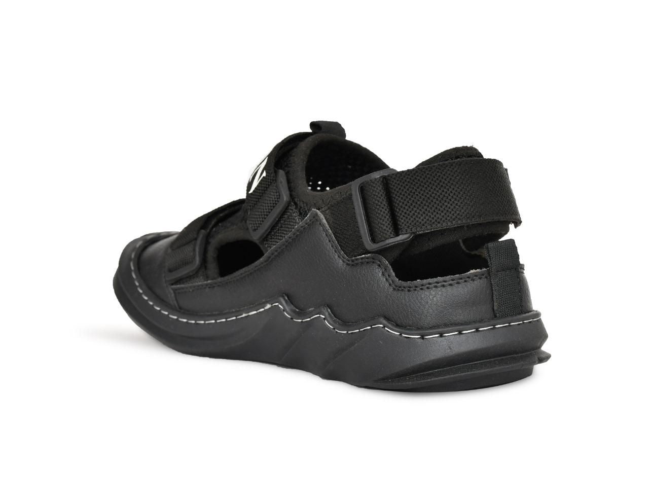 Black breathable sandals for all day wear from The Gir Farmer with adjustable straps and cushioned sole
