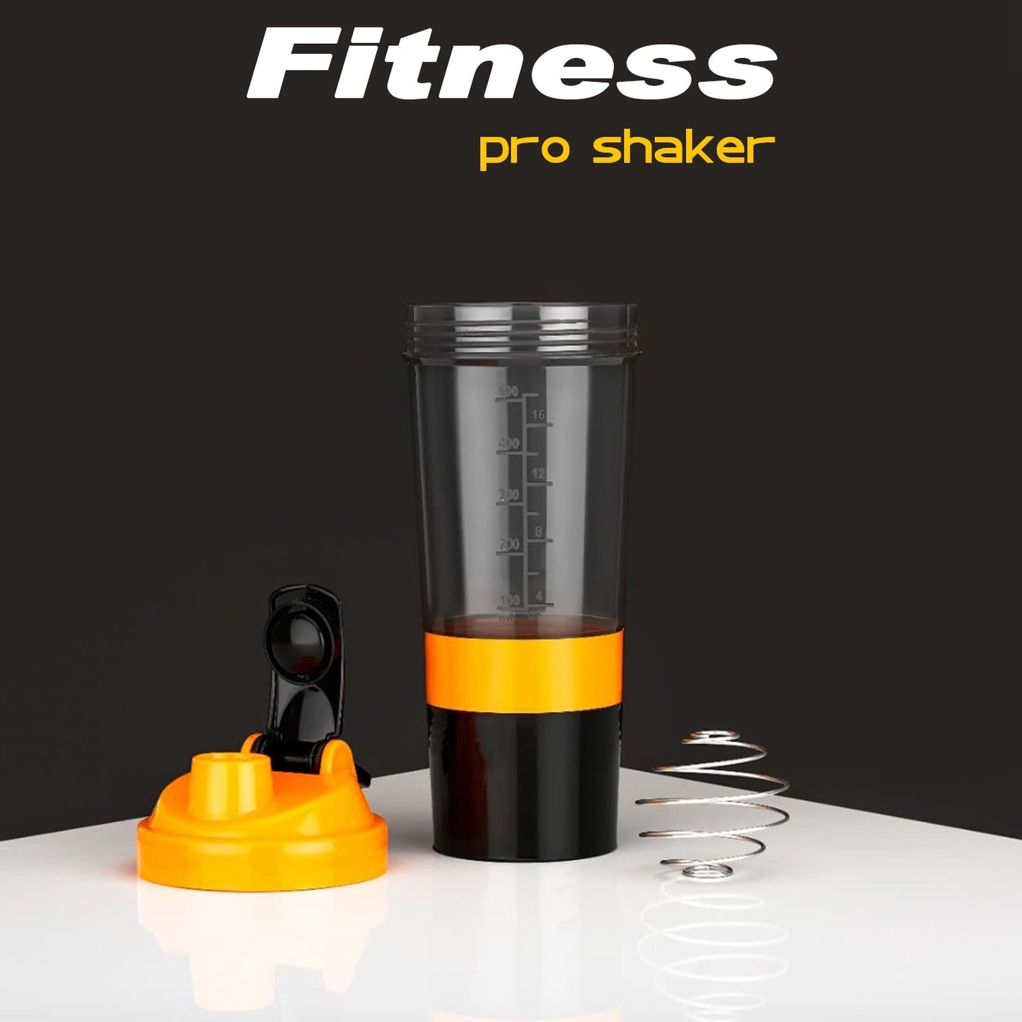 The Gir Farmer fitness pro shaker with orange lid and metal spring mixer best protein shaker for workout