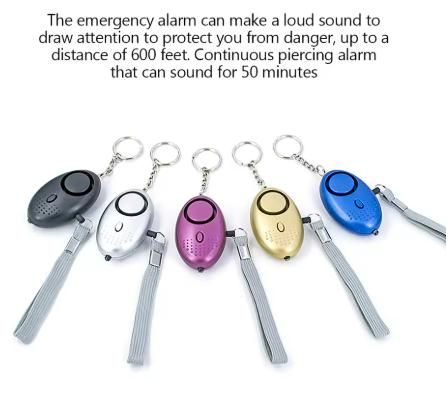 Colorful emergency safety keyring alarm devices with loud siren and wrist straps for personal safety