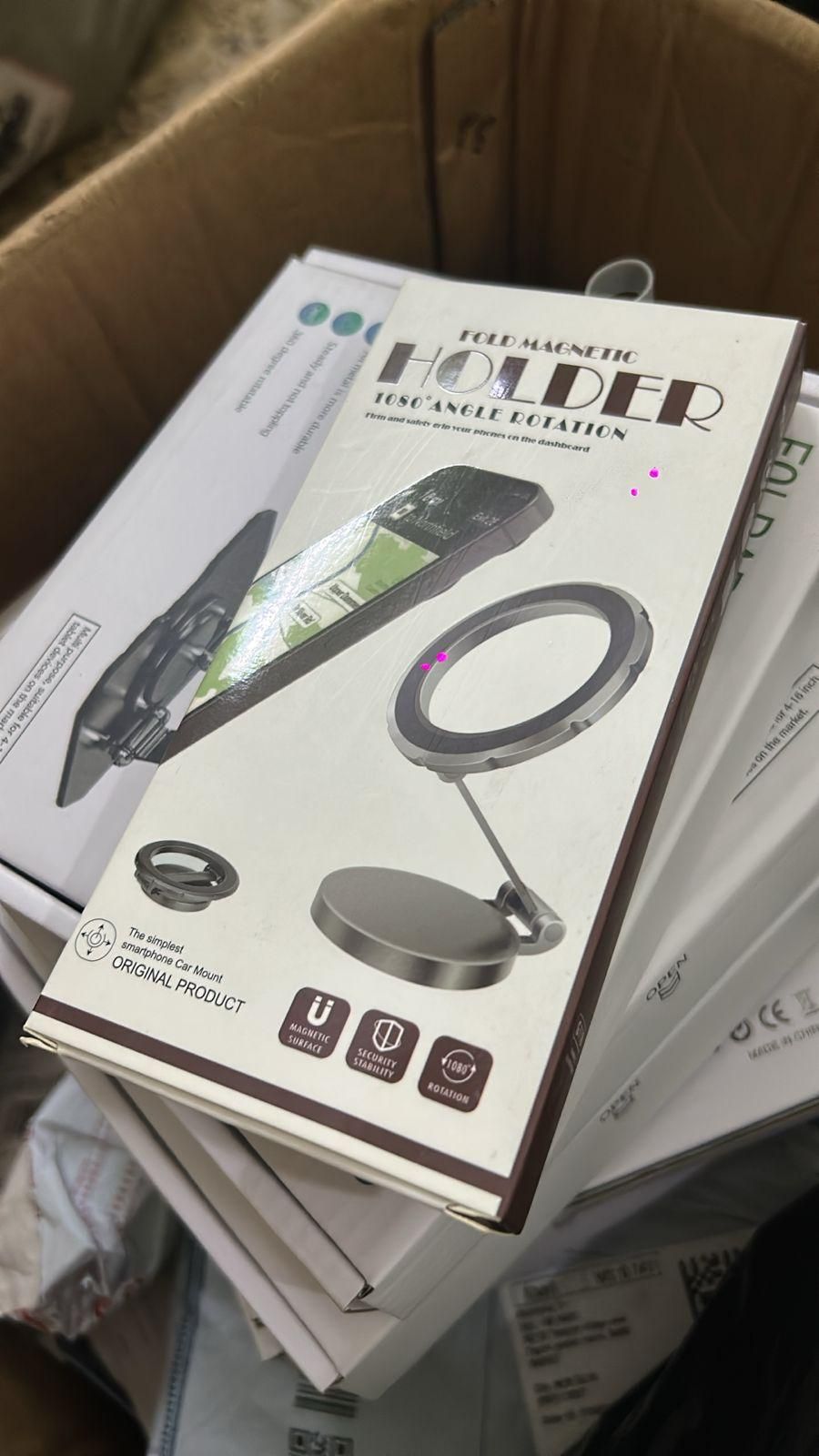 Magnetic car phone holder with 360 degree rotation in retail packaging for easy phone mounting