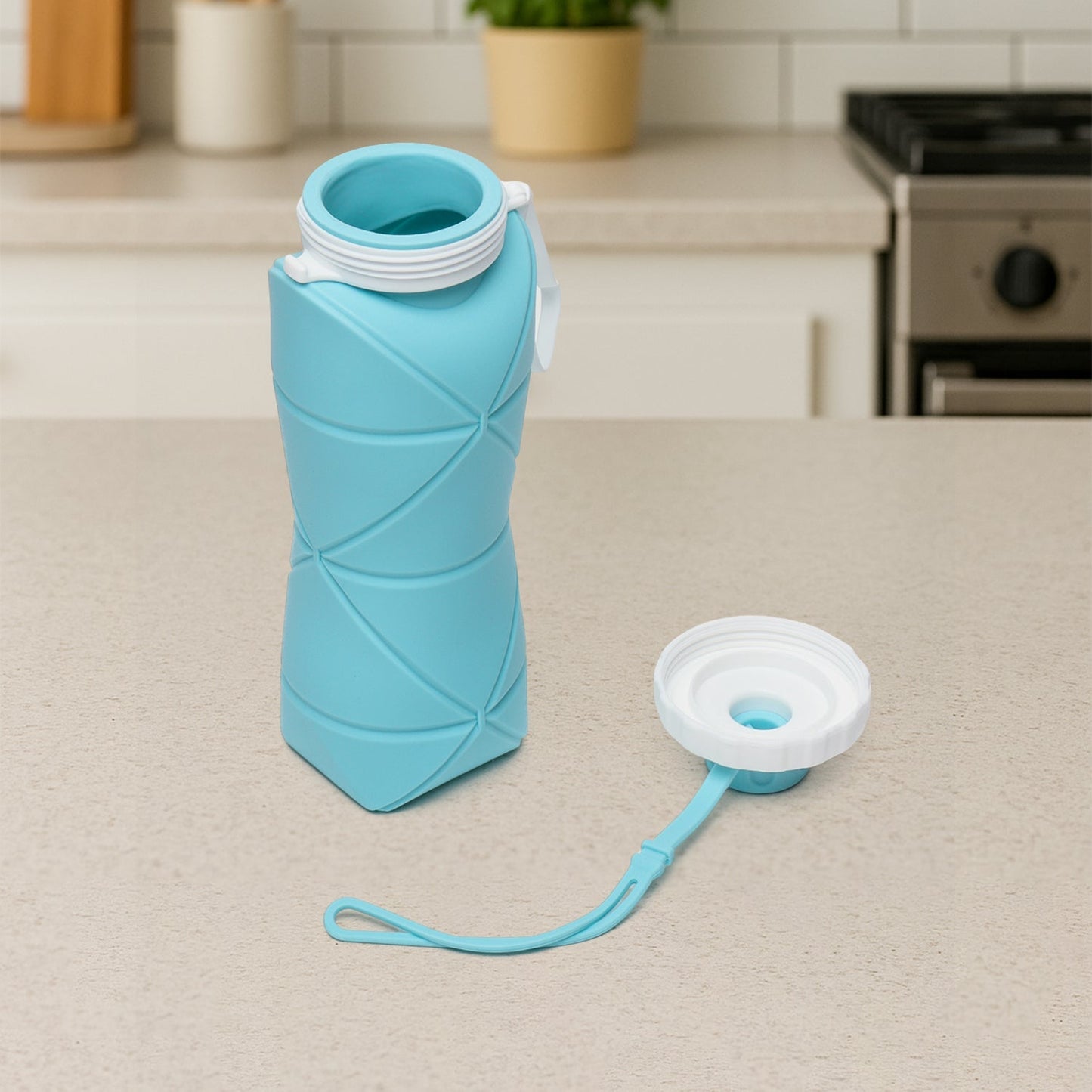 600ml Collapsible Silicone Water Bottle for Travel, Sports, Gym & Office (1 Pc) Your Brand