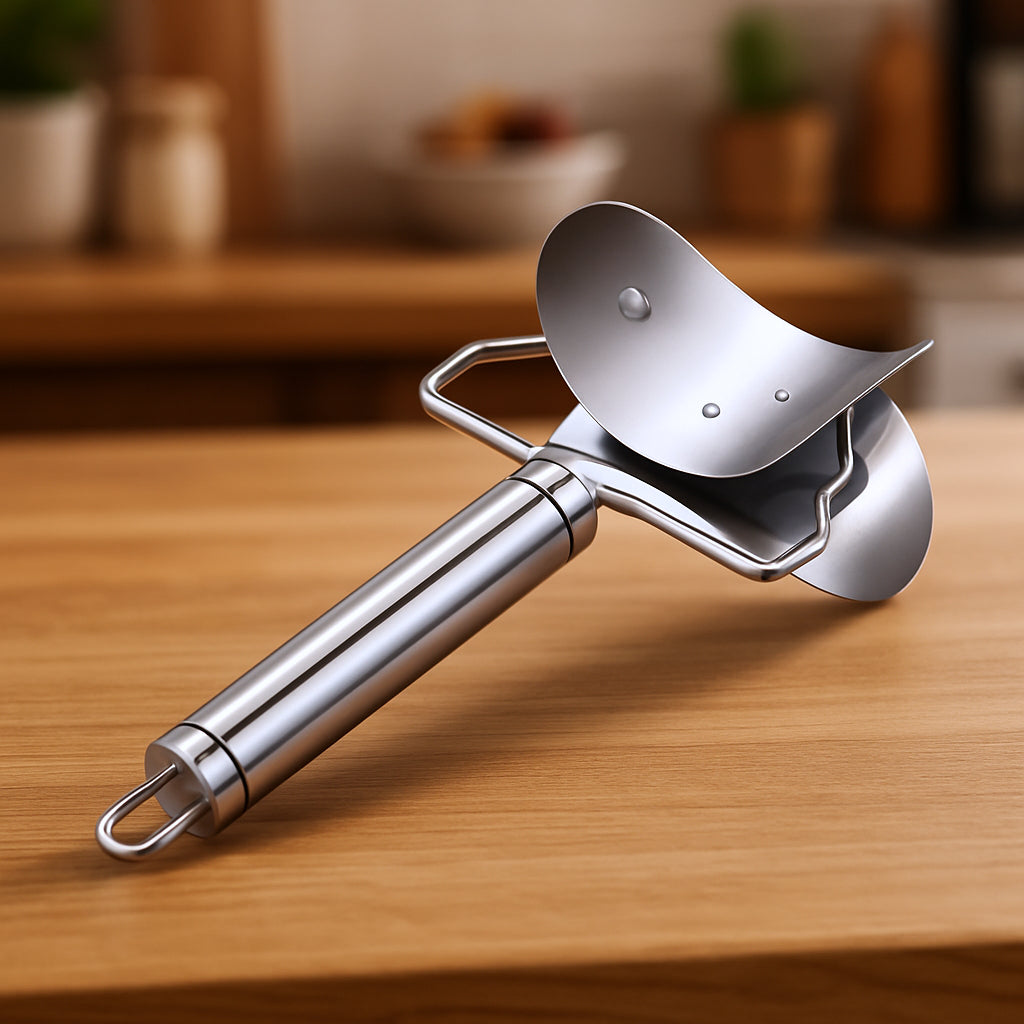 Multifunctional Easy and Fast Stainless Steel Puri cutter roller Machine with Handle for Home Baking Tools for Women, Dough Circle Roller Cutter for Kitchen (1 pc) Your Brand
