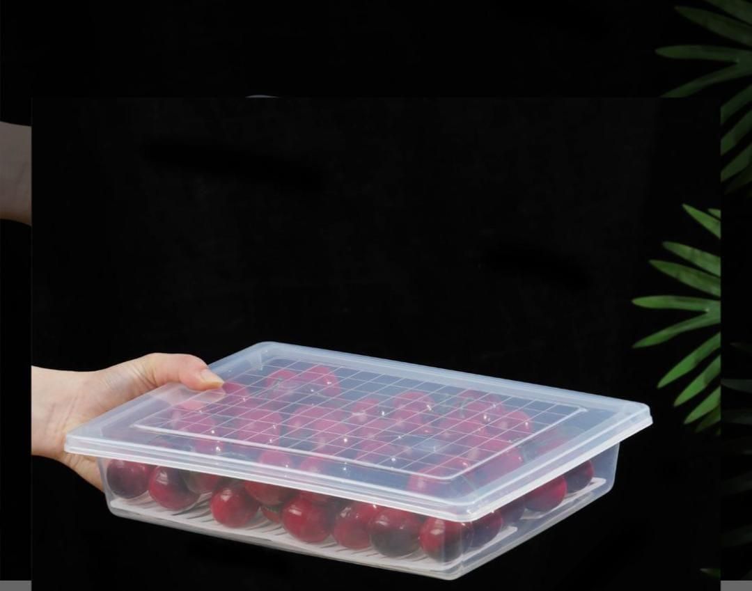 The Gir Farmer clear fridge storage containers set holding fresh cherries with a secure lid