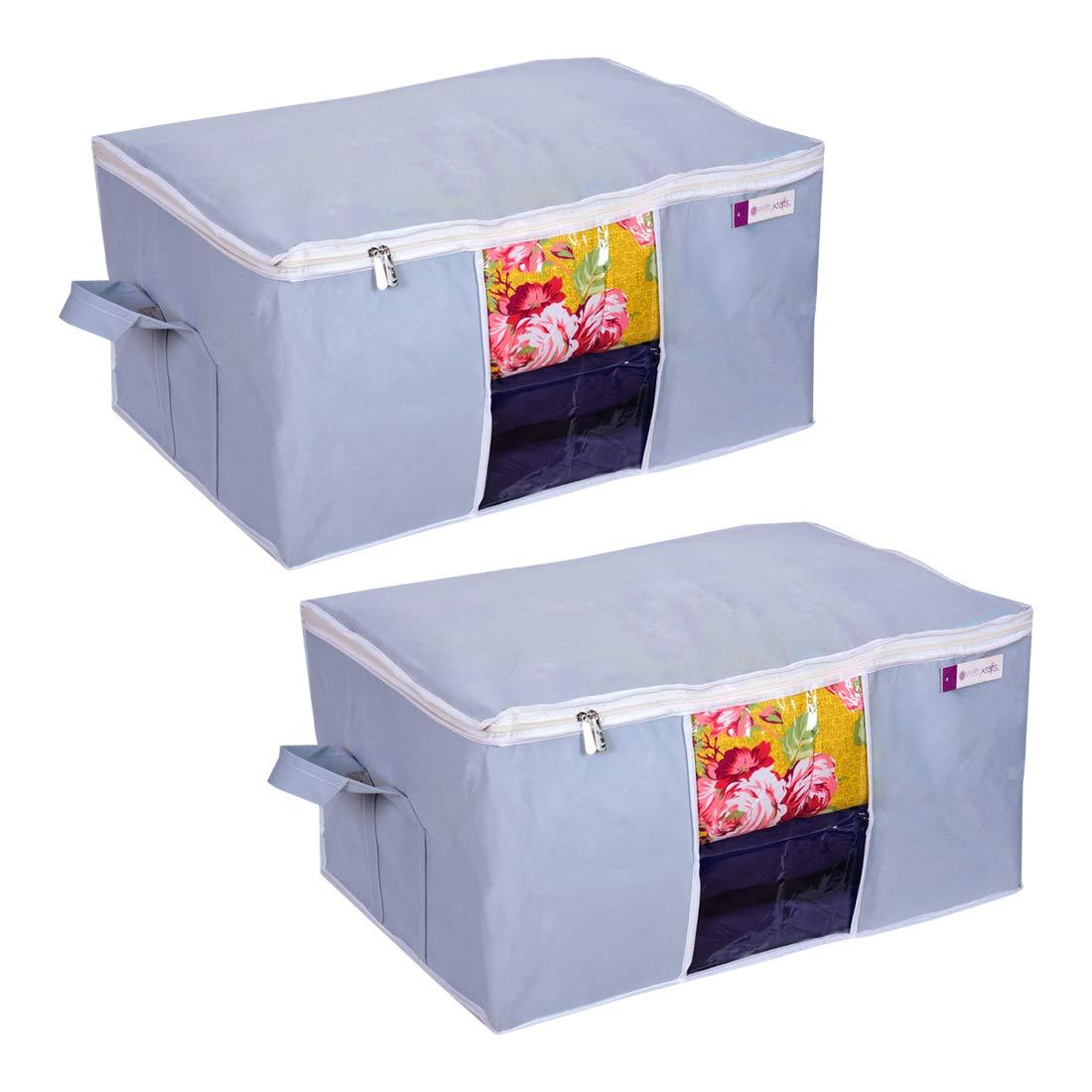 THE GIR FARMER large capacity storage bags for bedding in gray with clear window and zipper closure
