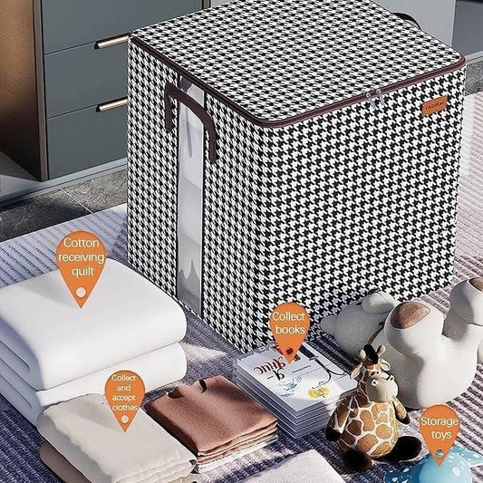 THE GIR FARMER portable laundry storage box with houndstooth pattern for organizing clothes and toys