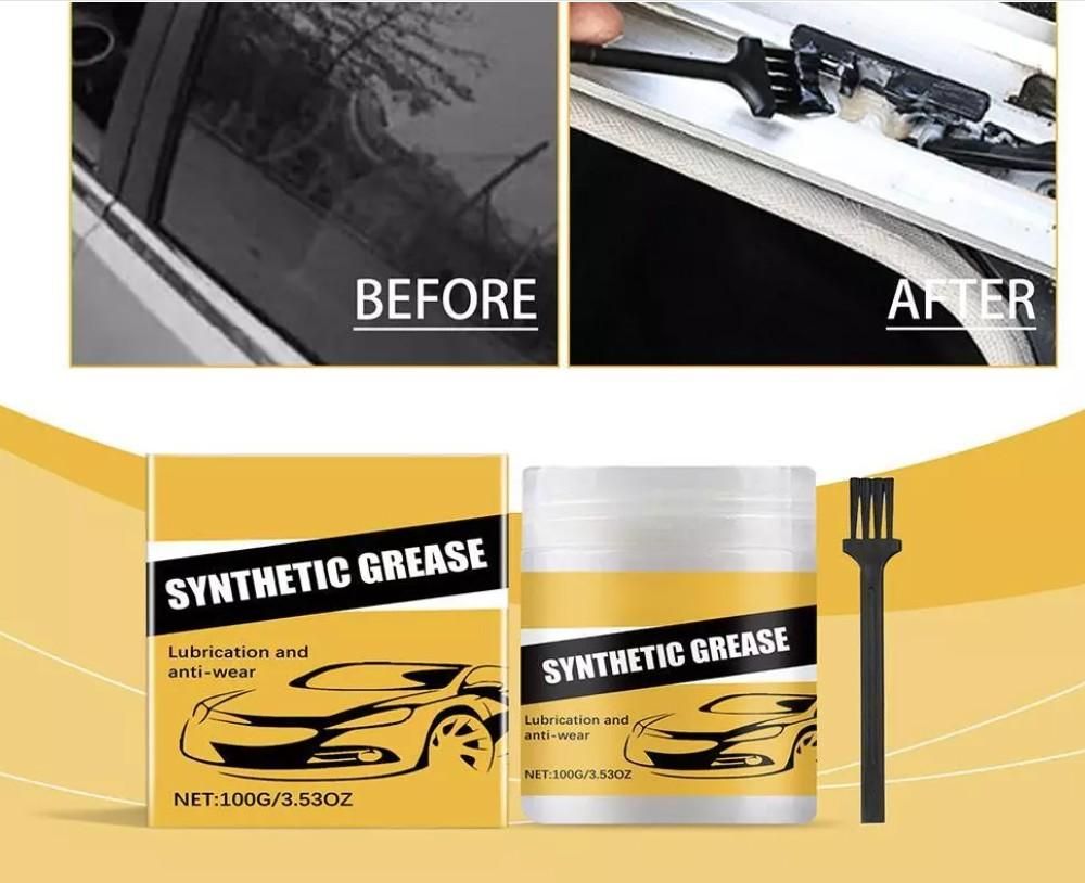 Synthetic car grease pack with before and after cleaning images for lubrication and anti-wear