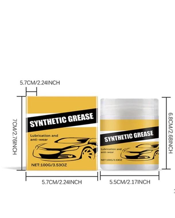 Synthetic car grease pack with 100g container and yellow packaging for lubrication and anti-wear
