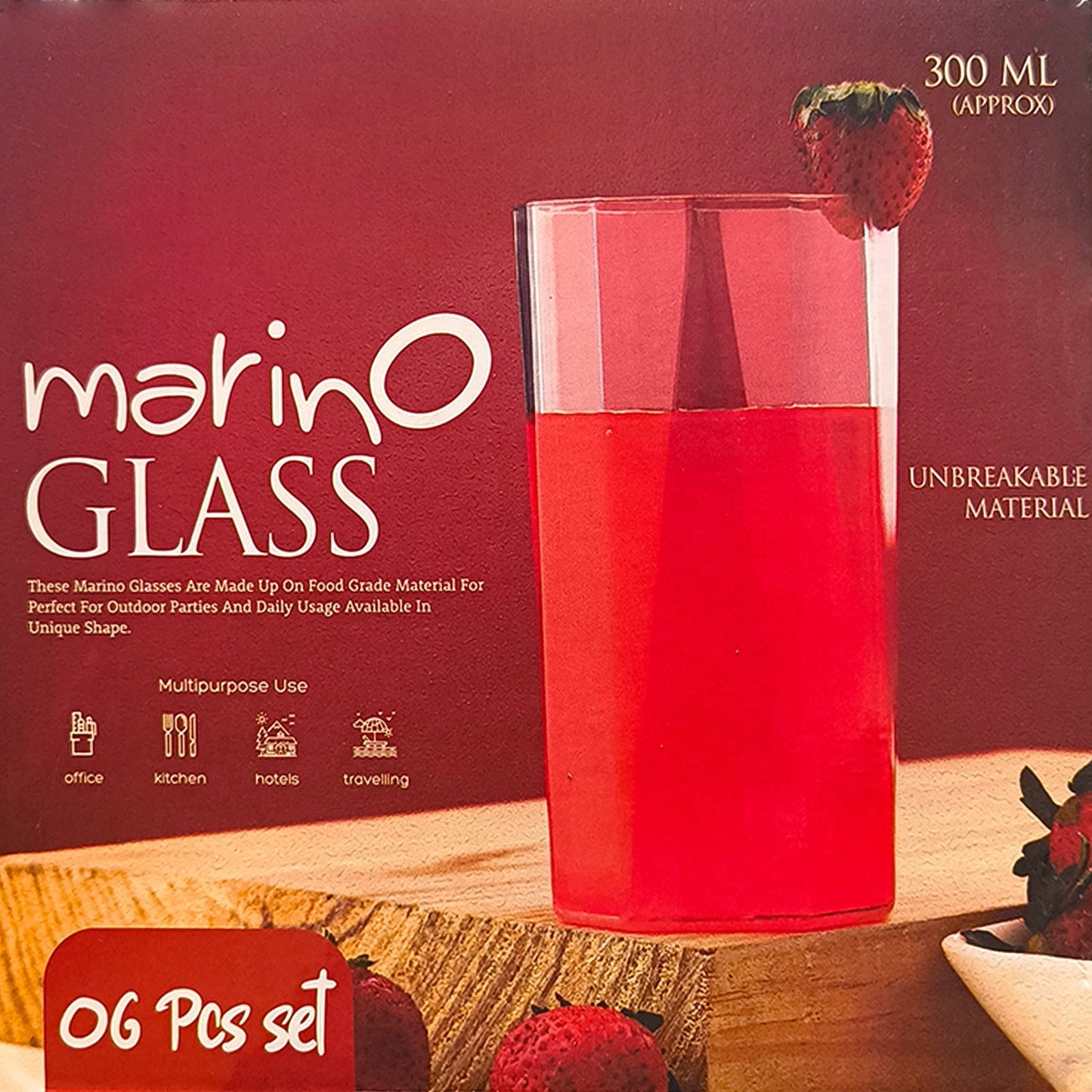 Apex Merino N’ Glass Unbreakable Plastic Drinking Glass Set (6Pc/300ml) Approx Your Brand
