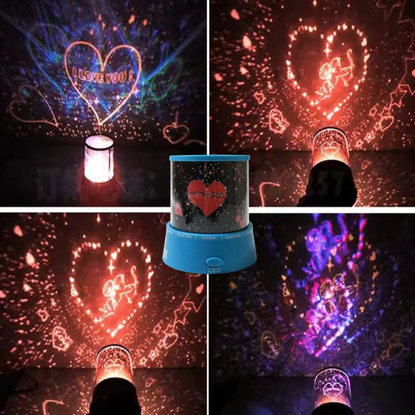 LED Projector Night Light Amazing Lamp, 3 Battery operated lamps, Rotation With the music Function, Master for Kids Bedroom Home Decoration Night Romantic Gift (Battery Not Included / 1 pc) Your Brand