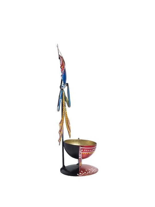 Handcrafted Krishna statue for home with colorful detailed design and decorative bowl
