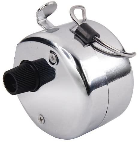 Durable handheld tally counter with a shiny chrome finish, ideal for sports and outdoor activities