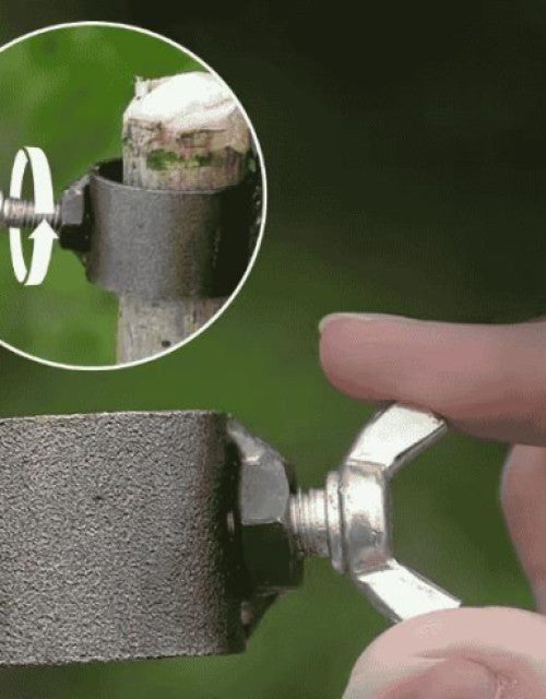 Close-up of a heavy duty grass cutter head being attached for efficient lawn maintenance