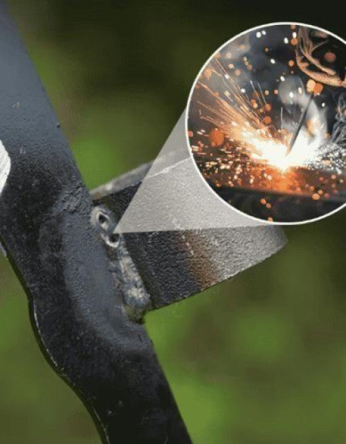 Close-up of a heavy duty grass cutter head showcasing robust construction and welding details