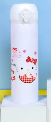 White stainless steel kitty water bottle with red bow and insulated design from THE GIR FARMER
