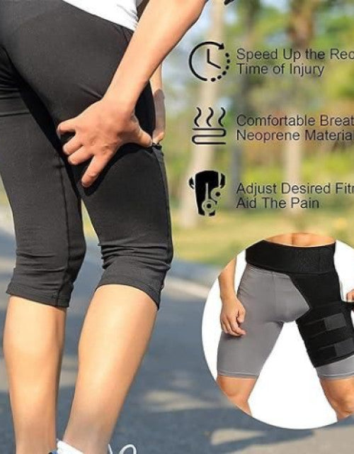 hip compression brace designed for injury recovery with adjustable fit and breathable neoprene