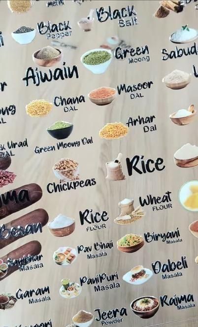 Spice jar label set for kitchen featuring various spice names and illustrations by The Gir Farmer