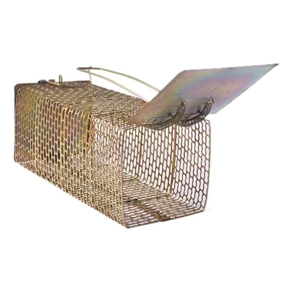 THE GIR FARMER iron mouse trap cage with metal mesh and spring-loaded door for safe pest control