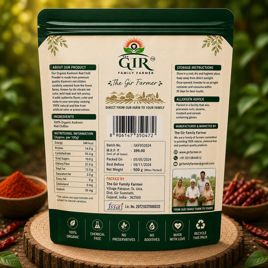 Organic Kashmiri Red Chilli Powder - Premium Mirch for Authentic Flavor