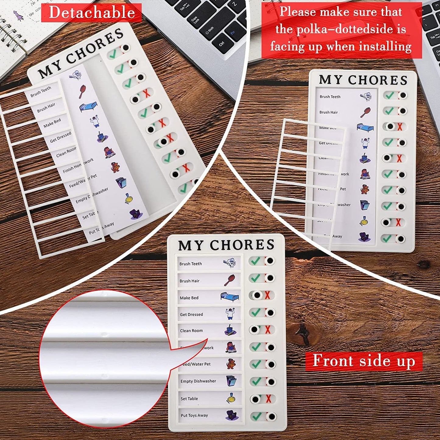 Your Brand kids chore chart board featuring detachable sections for task organization