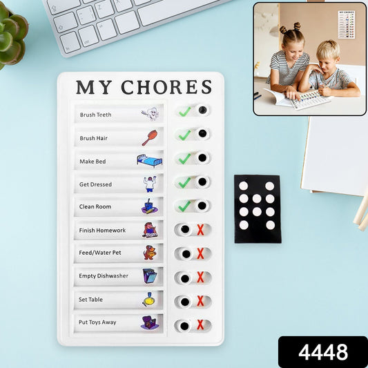 Kids chore chart board featuring tasks with checkboxes for organization and tracking chores